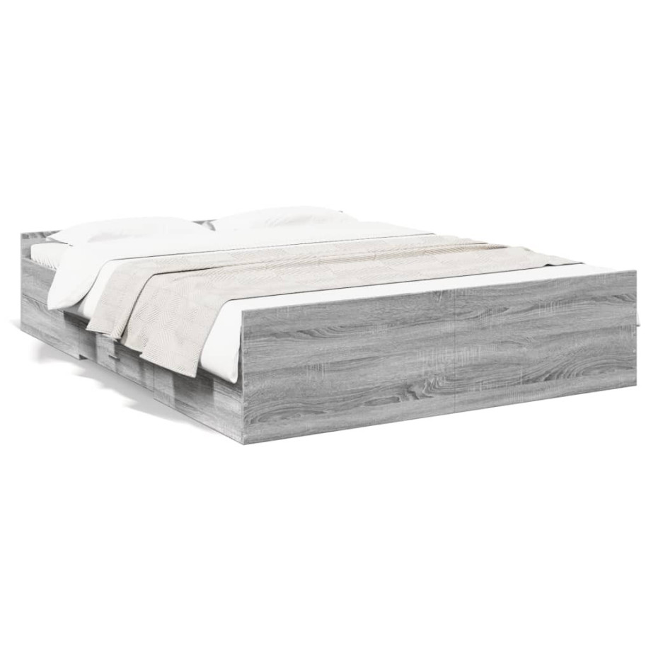vidaXL Bedframe met lades bewerkt hout grijs sonoma eiken 160x200 cm afbeelding 1