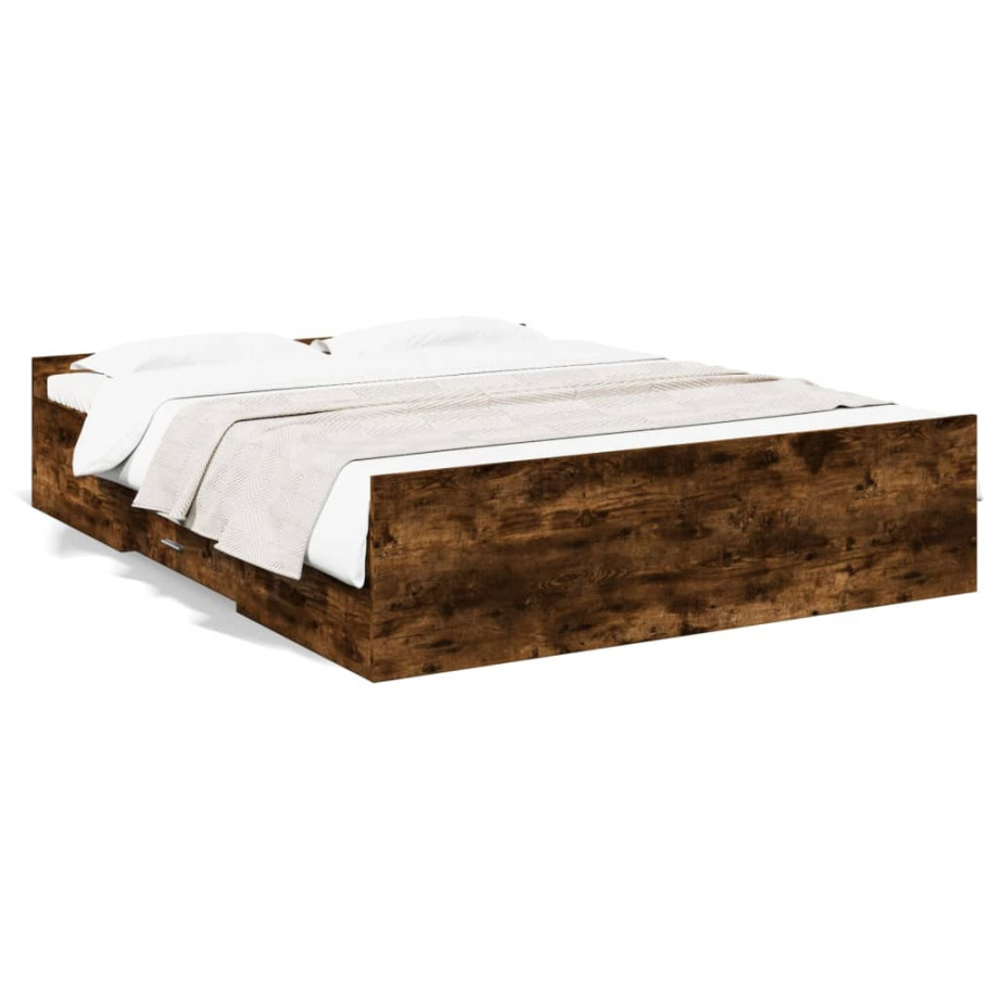 vidaXL Bedframe met lades bewerkt hout gerookt eikenkleurig 140x200 cm afbeelding 1