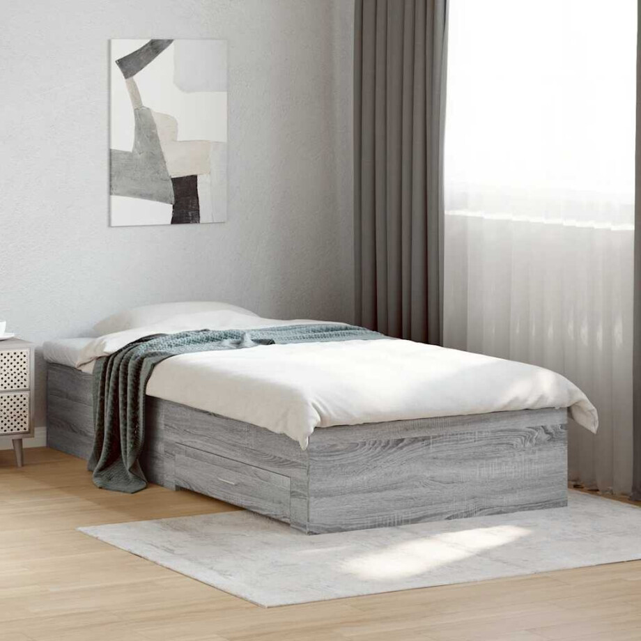 vidaXL Bedframe met lades bewerkt hout grijs sonoma eiken 90x190 cm vidaXL Bedframe met lades bewerkt hout grijs sonoma eiken 90x190 cm afbeelding 1