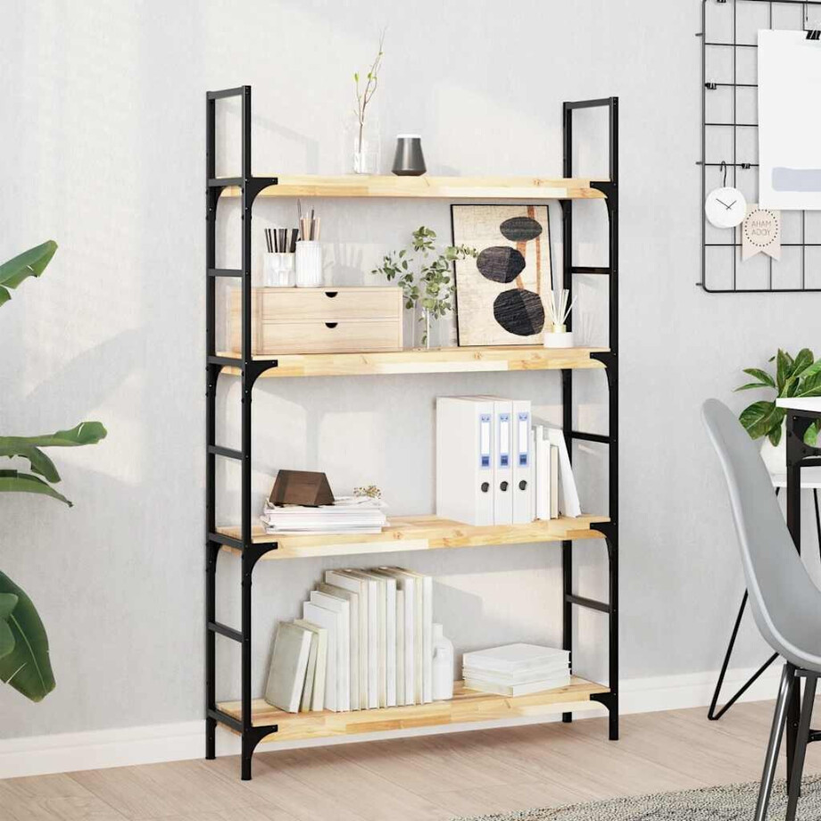 vidaXL Wandschappen 4 st zwevend 100x20x4 cm onbehandeld acaciahout vidaXL Wandschappen 4 st zwevend 100x20x4 cm onbehandeld acaciahout afbeelding 1