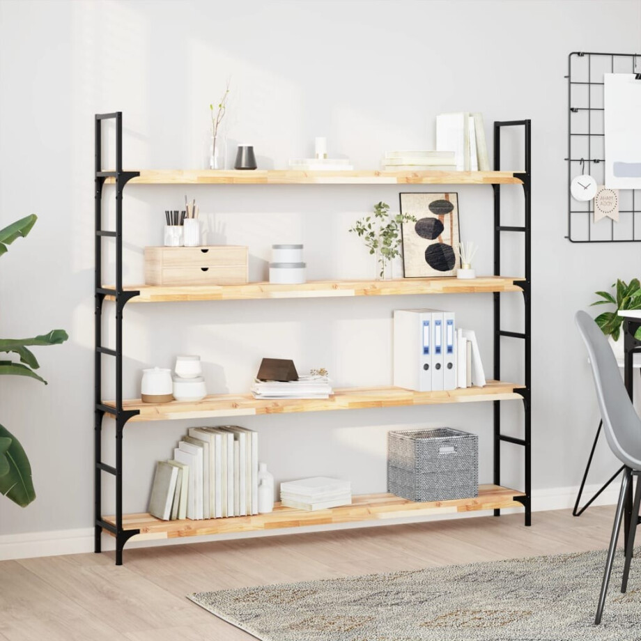 vidaXL Wandschappen 3 st zwevend 140x20x4 cm onbehandeld acaciahout afbeelding 1
