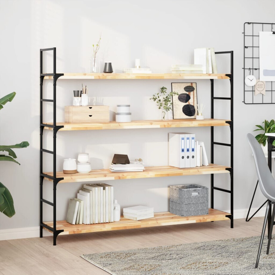 vidaXL Wandschappen 3 st zwevend 140x30x4 cm onbehandeld acaciahout vidaXL Wandschappen 3 st zwevend 140x30x4 cm onbehandeld acaciahout afbeelding 1