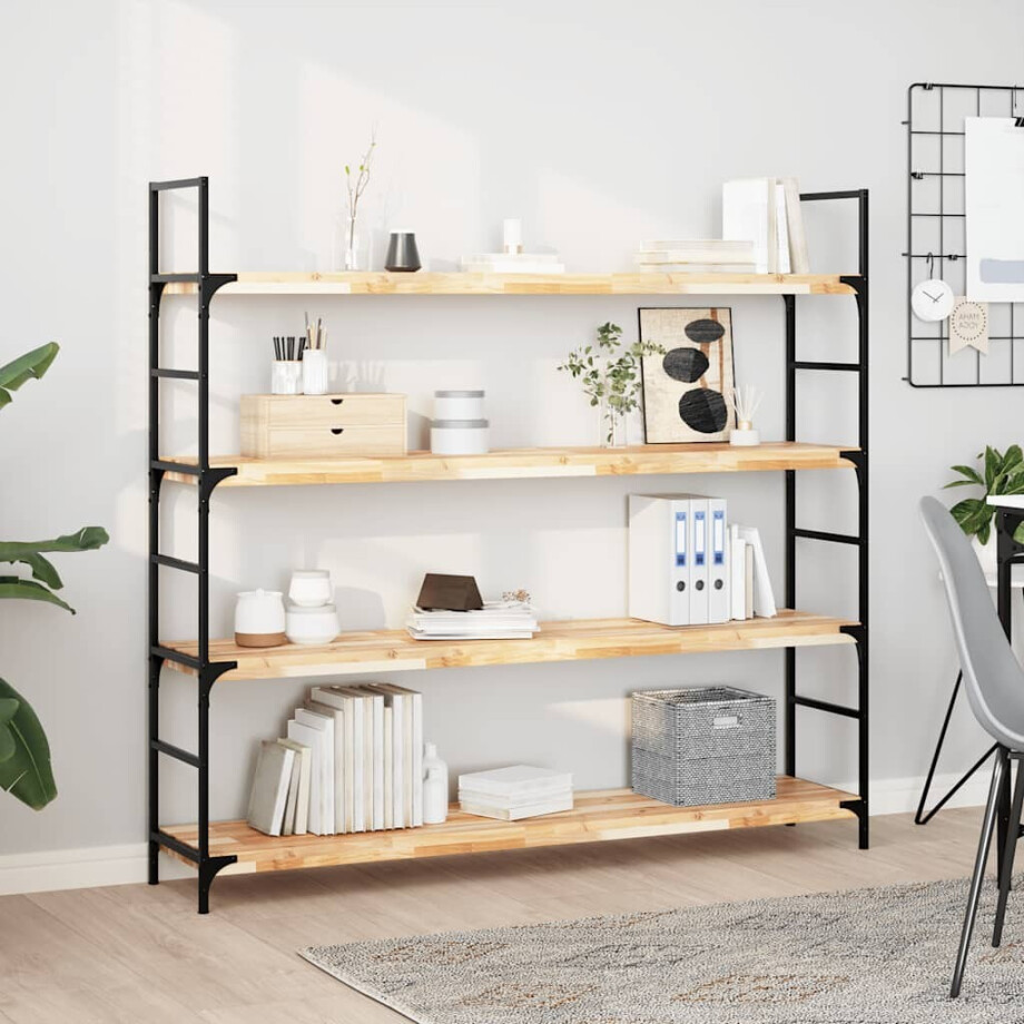 vidaXL Wandschappen 3 st zwevend 160x30x4 cm onbehandeld acaciahout afbeelding 1