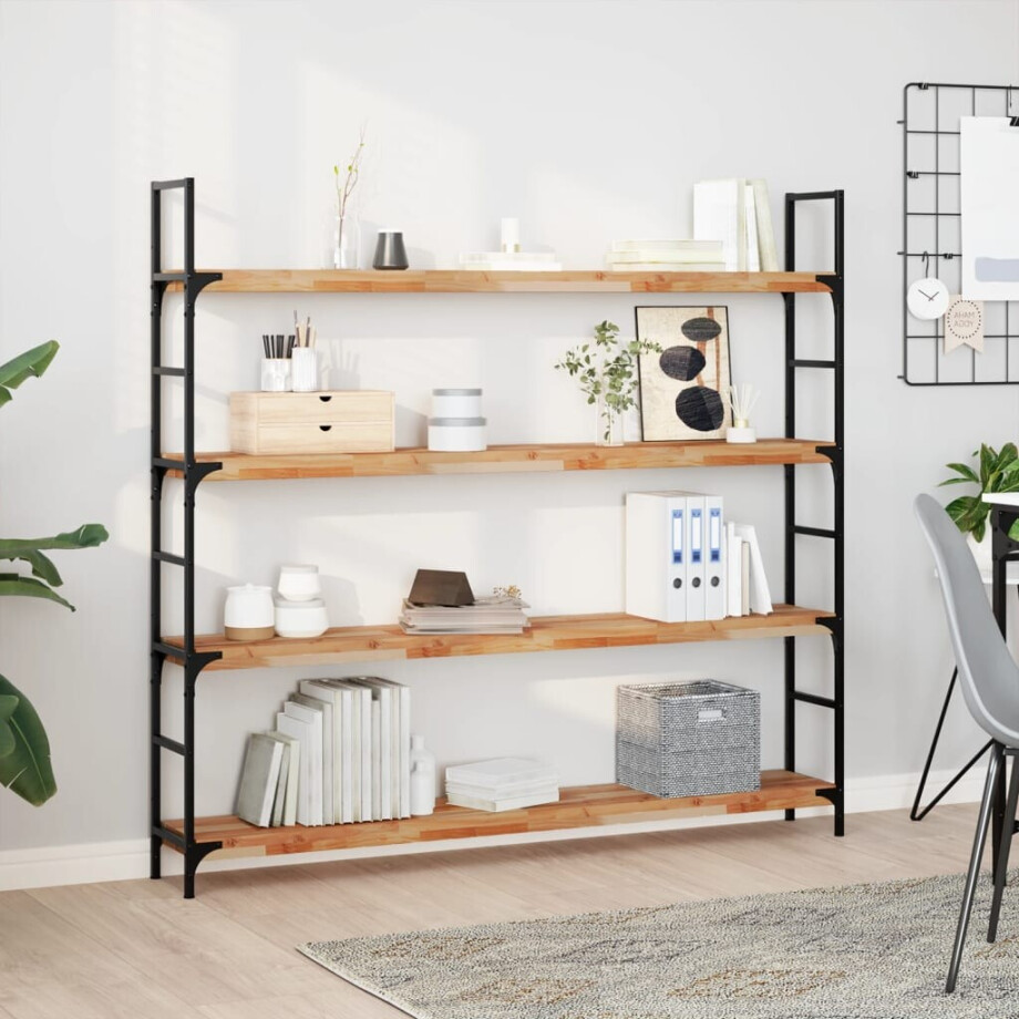 vidaXL Wandschap zwevend olieafwerking 140x20x4 cm massief acaciahout afbeelding 1