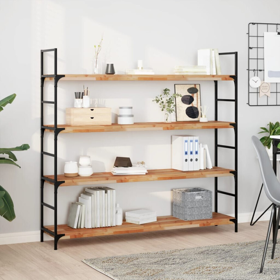 vidaXL Wandschappen 4 st zwevend olieafwerking 140x30x4 cm acaciahout afbeelding 1
