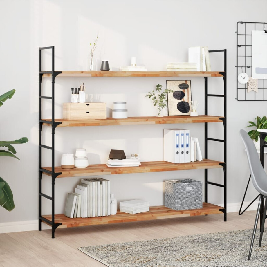 vidaXL Wandschap zwevend olieafwerking 160x30x4 cm massief acaciahout afbeelding 1