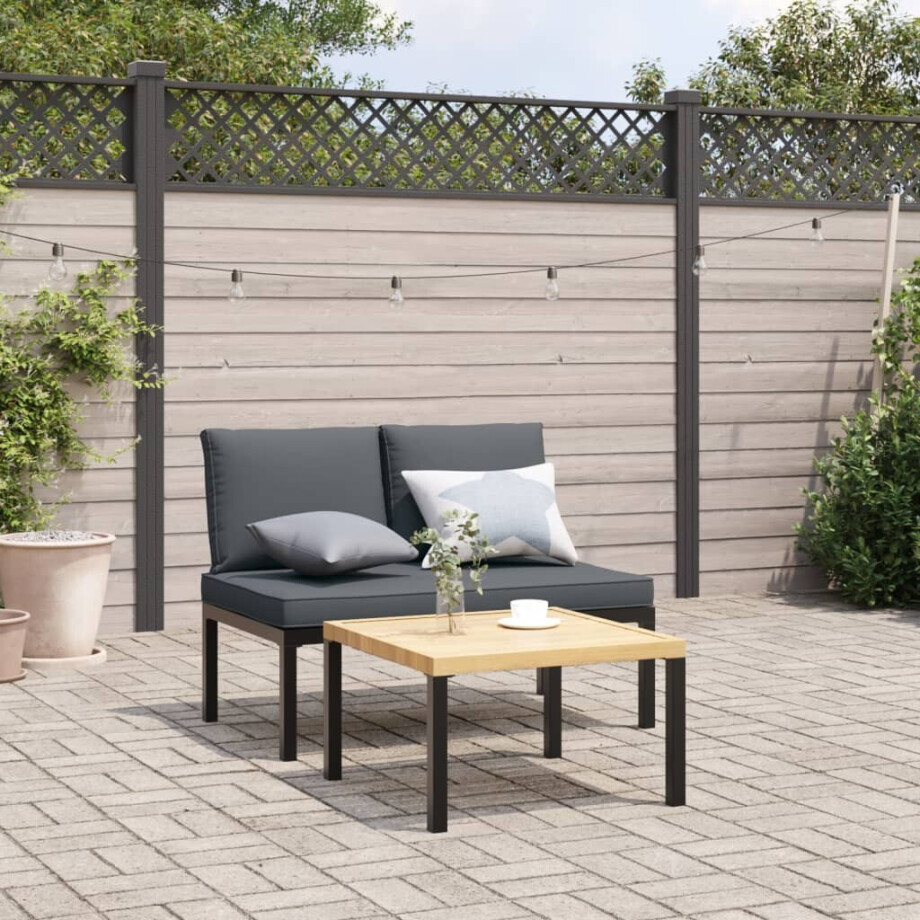 vidaXL Tuinbank met kussens aluminium zwart afbeelding 1