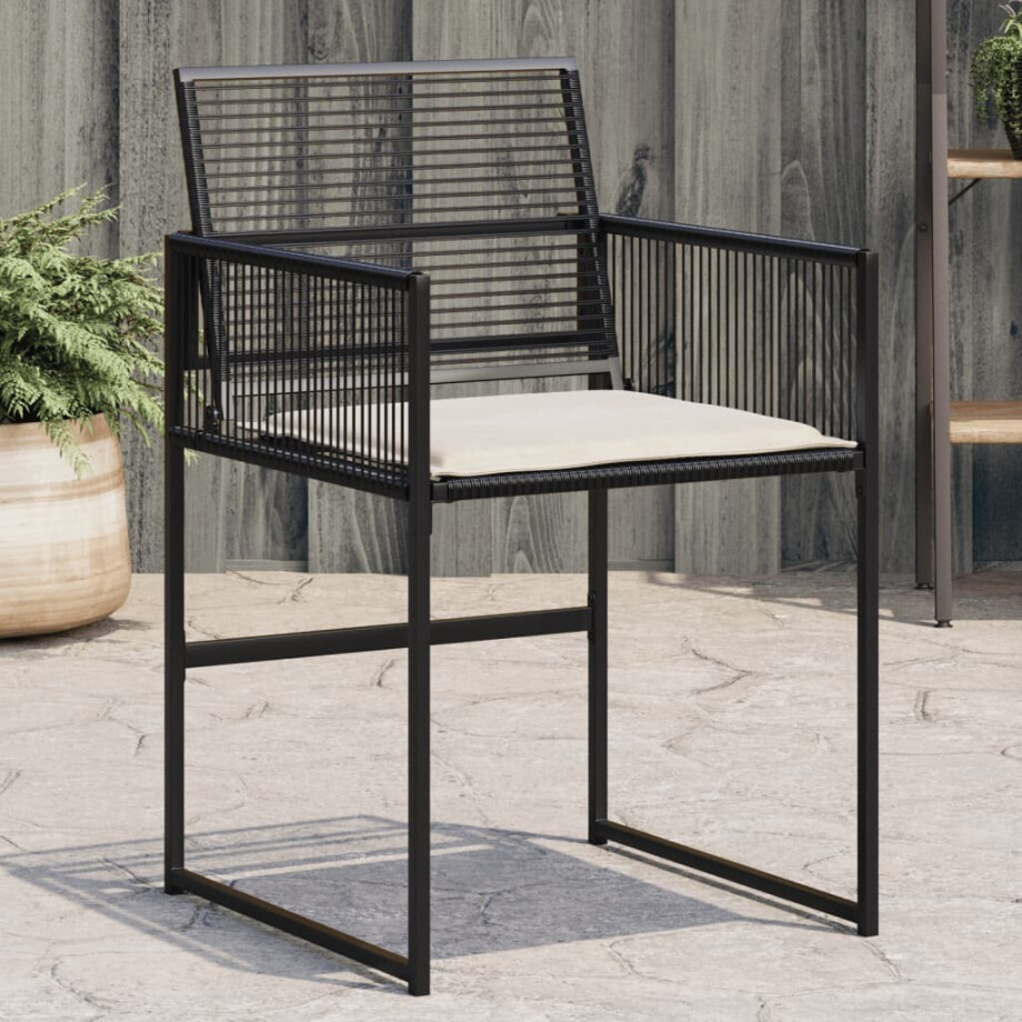 vidaXL Tuinstoelen 4 st met kussens poly rattan zwart vidaXL Tuinstoelen 4 st met kussens poly rattan zwart afbeelding 1