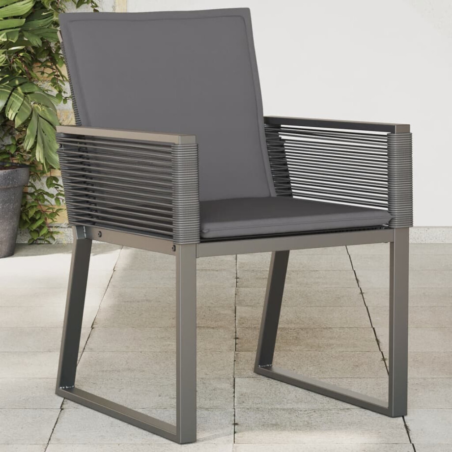 vidaXL Tuinstoelen 2 st met kussens poly rattan zwart afbeelding 1