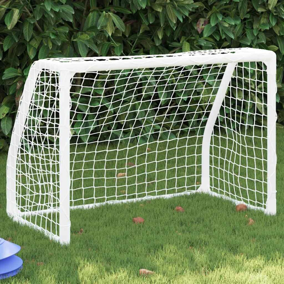 vidaXL Kindervoetbaldoelen 2 st met bal 64x35x48 cm metaal wit afbeelding 1