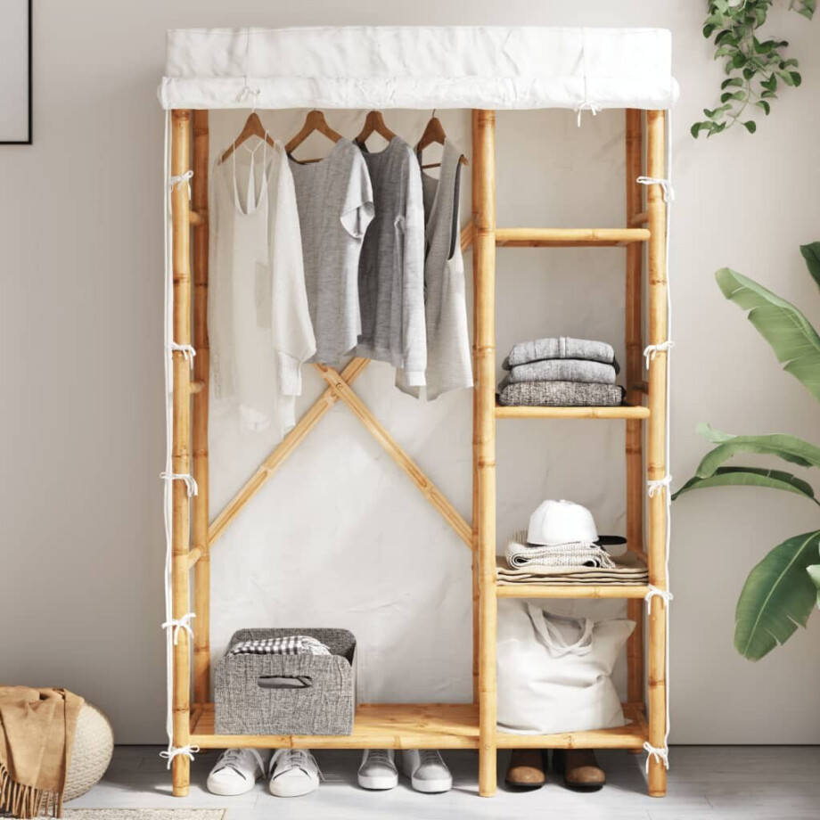 vidaXL Kledingkast 110x45x170 cm bamboe vidaXL Kledingkast 110x45x170 cm bamboe afbeelding 1