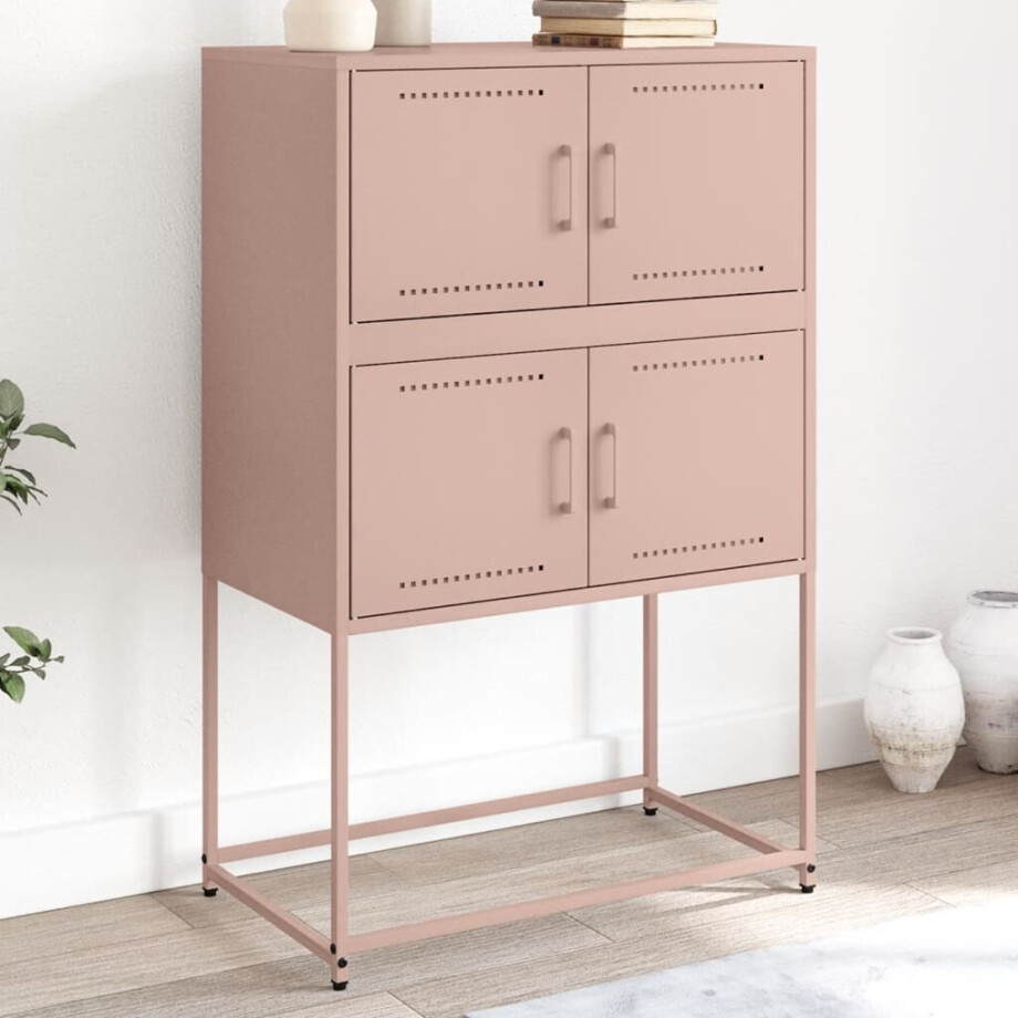 vidaXL Dressoir 68,5x38,5x107 cm staal roze vidaXL Dressoir 68,5x38,5x107 cm staal roze afbeelding 1