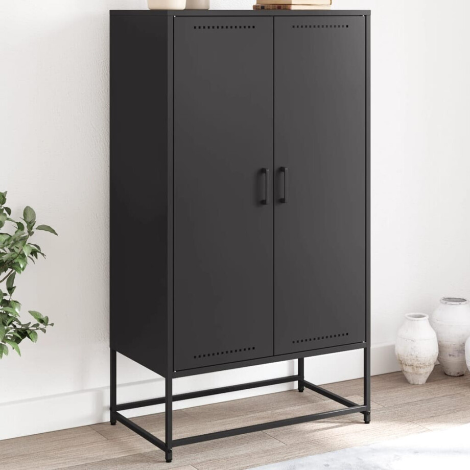 vidaXL Hoge kast 68,5x38,5x123,5 cm staal zwart afbeelding 1