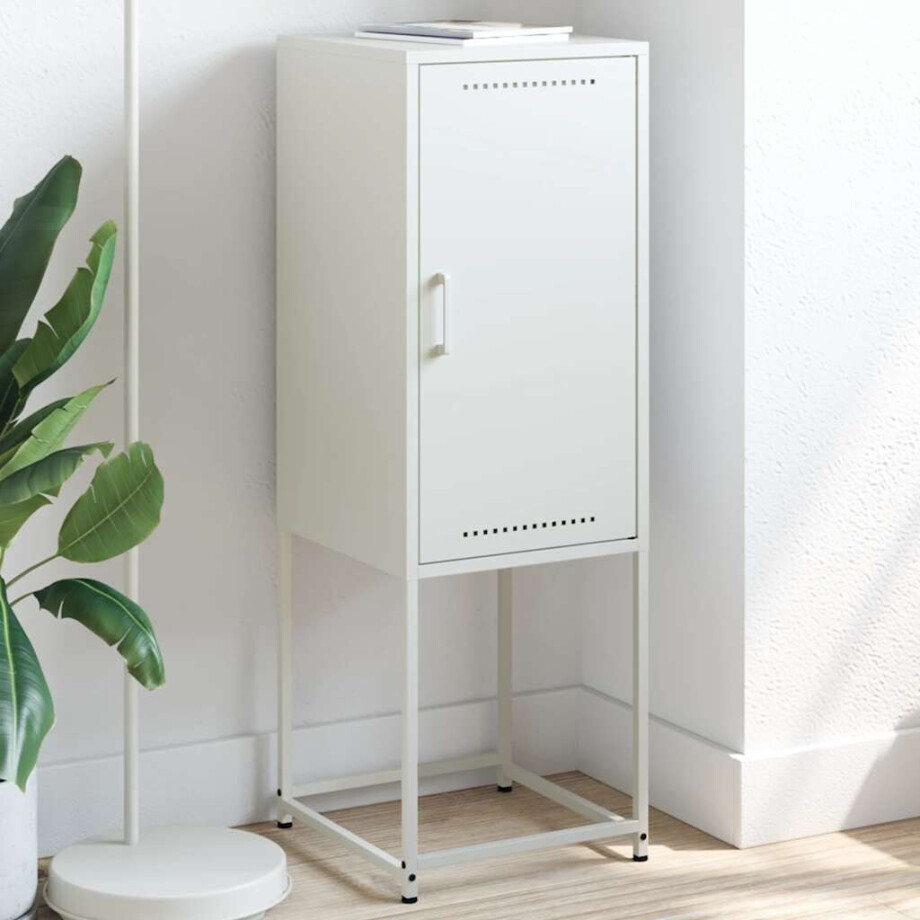 vidaXL Hoge kast 36x39x107 cm staal wit afbeelding 1