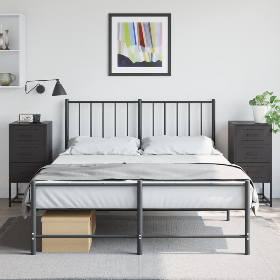 vidaXL Nachtkastjes 2 st 36x39x78 cm staal zwart afbeelding 1