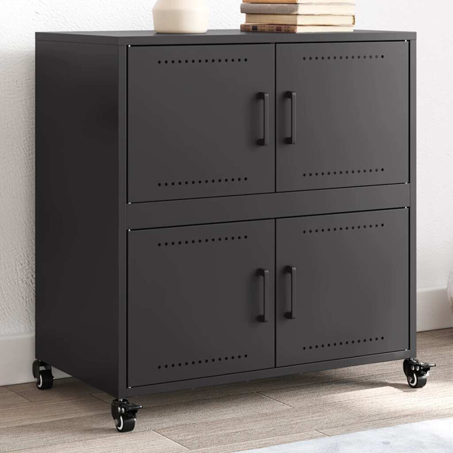 vidaXL Dressoir 68x39x72 cm staal zwart vidaXL Dressoir 68x39x72 cm staal zwart afbeelding 1