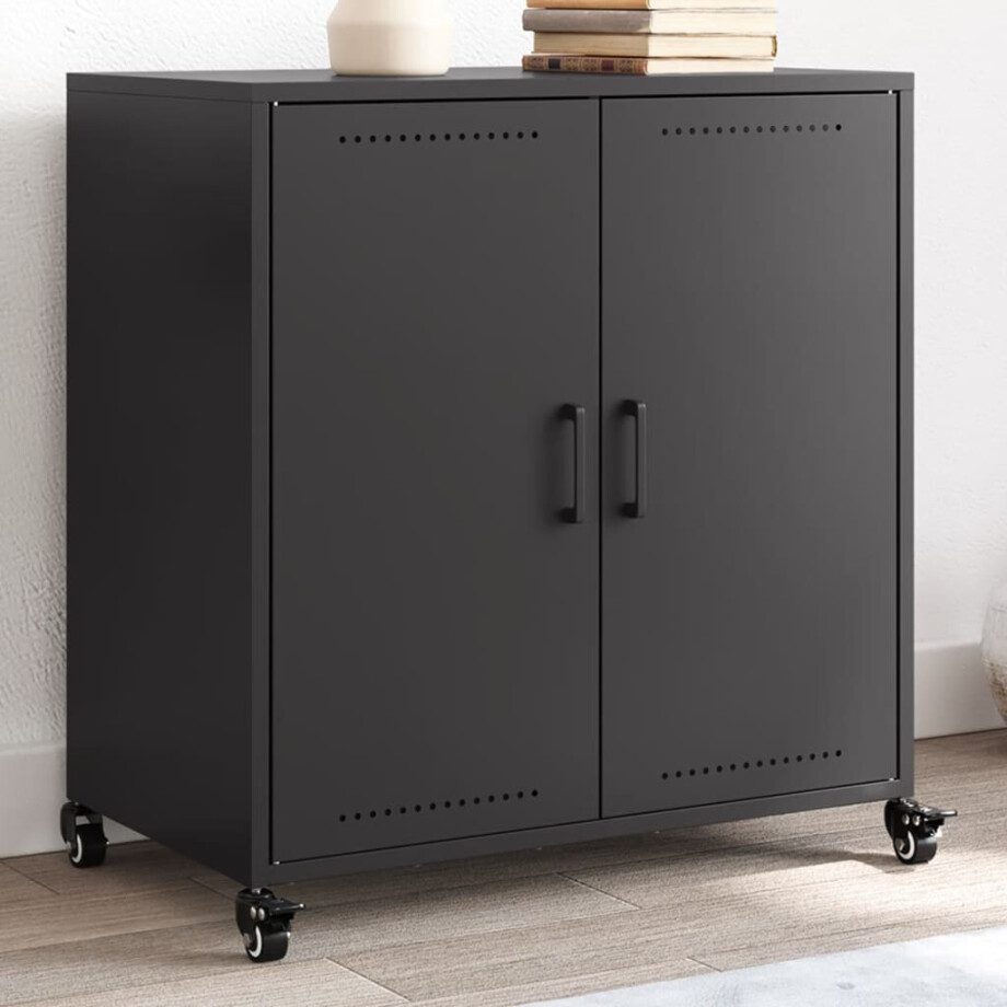 vidaXL Dressoir 68x39x72 cm staal zwart afbeelding 1