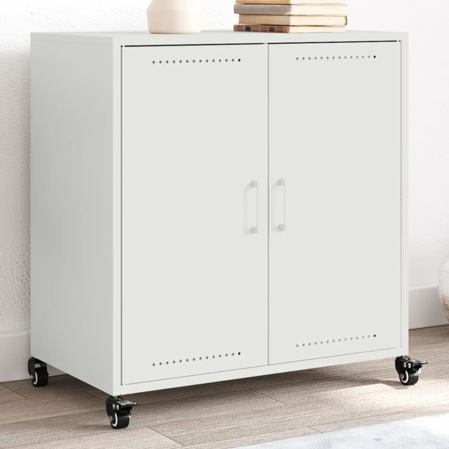 vidaXL Dressoir 68x39x72 cm staal wit afbeelding 1