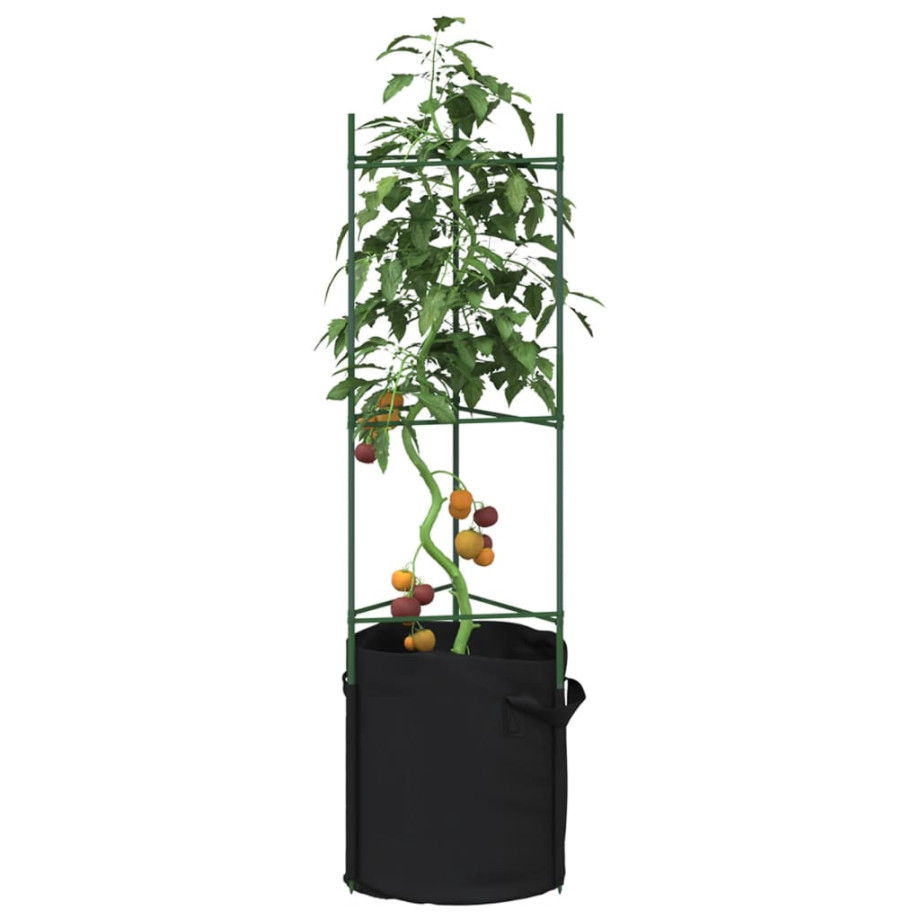 vidaXL Tomatenkooi met plantenzak 2 st 116 cm staal en polypropeen afbeelding 1