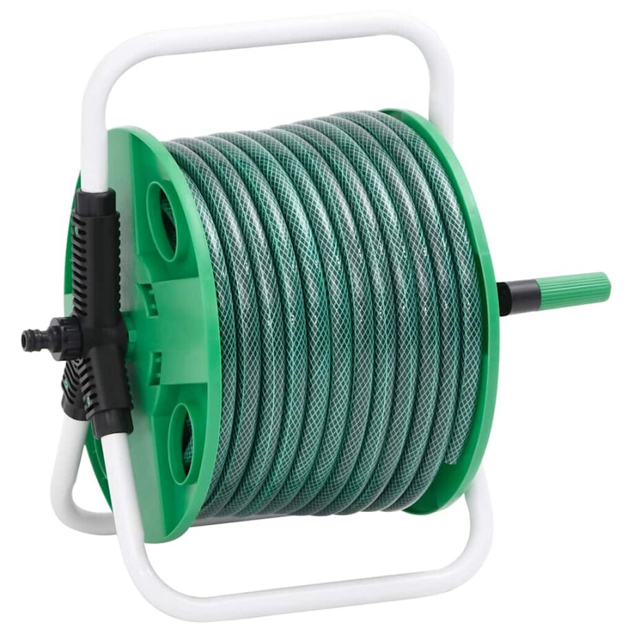 vidaXL Slanghaspel met slangkoppelset 0,5" 20 m vrijstaand PVC groen afbeelding 1