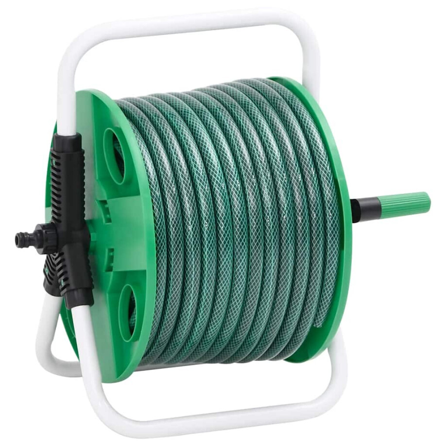 vidaXL Slanghaspel met slangkoppelset 0,5" 30 m vrijstaand PVC groen afbeelding 1