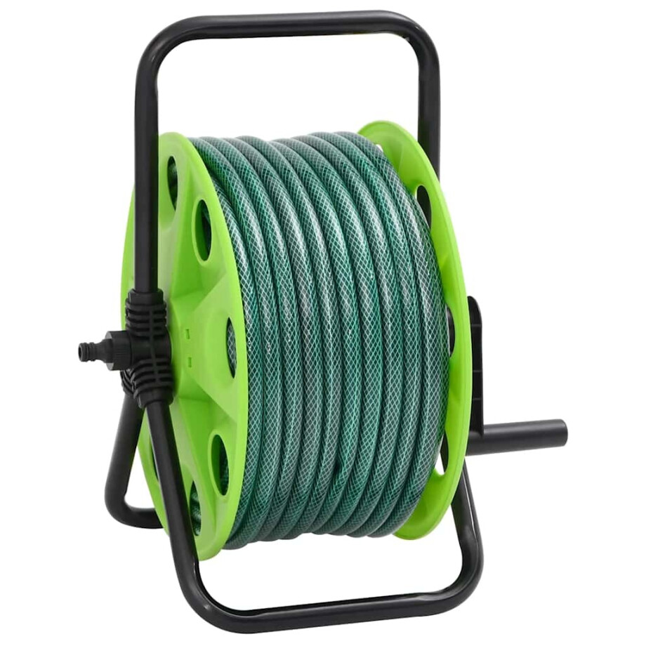 vidaXL Slanghaspel met slangkoppelset 0,5" 20 m vrijstaand PVC groen afbeelding 1