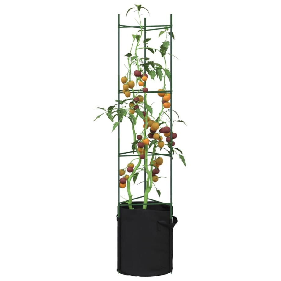 vidaXL Tomatenkooien met plantenzak 4 st 154 cm staal en polypropeen vidaXL Tomatenkooien met plantenzak 4 st 154 cm staal en polypropeen afbeelding 1