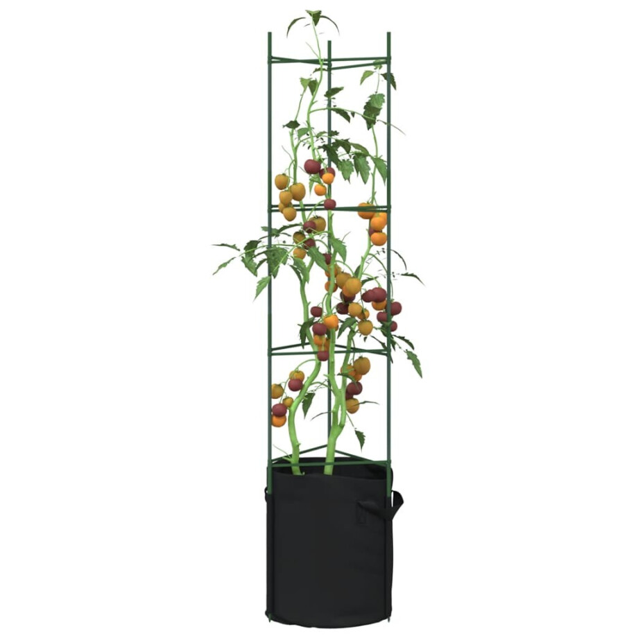 vidaXL Tomatenkooien met plantenzak 8 st 154 cm staal en polypropeen afbeelding 1