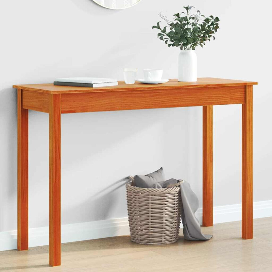 vidaXL Wandkast 110x40x75 cm massief grenenhout wasbruin afbeelding 1