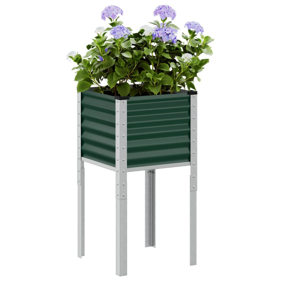 vidaXL Plantenbak 45x45x88 cm staal groen afbeelding 1