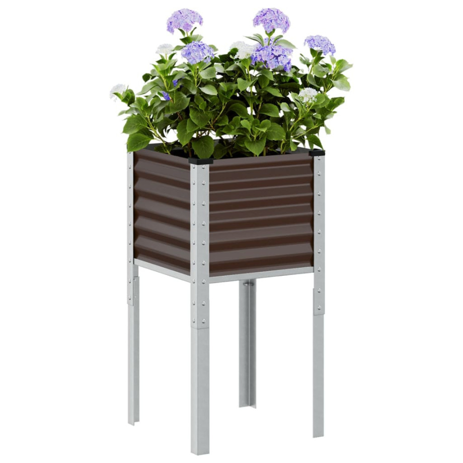 vidaXL Plantenbak 45x45x88 cm staal bruin afbeelding 1