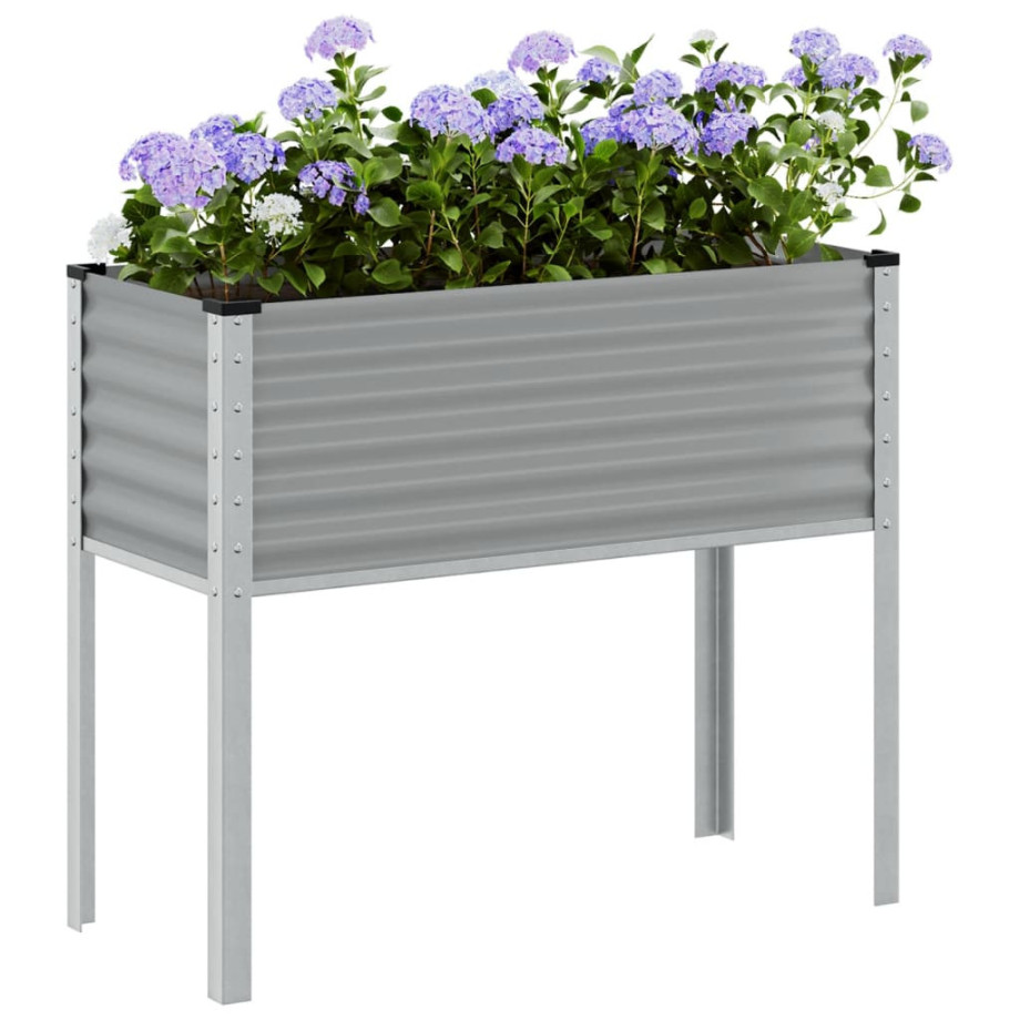 vidaXL Plantenbak 100x41x90 cm staal grijs afbeelding 1