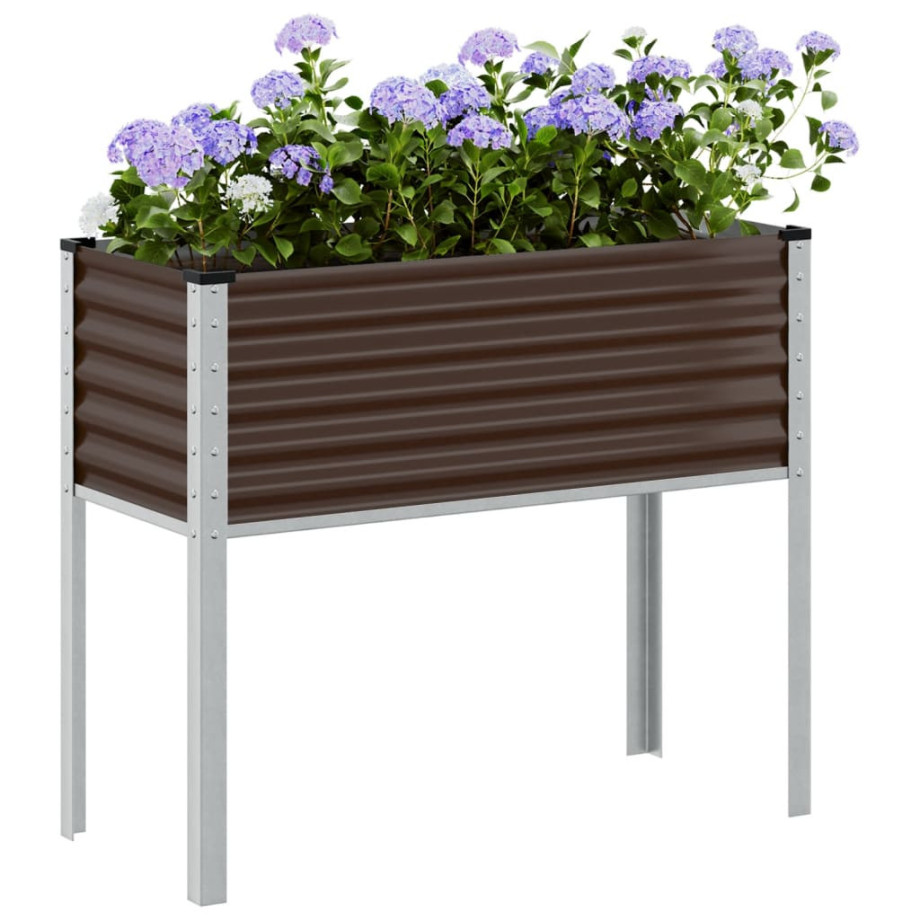 vidaXL Plantenbak 100x41x90 cm staal bruin afbeelding 1