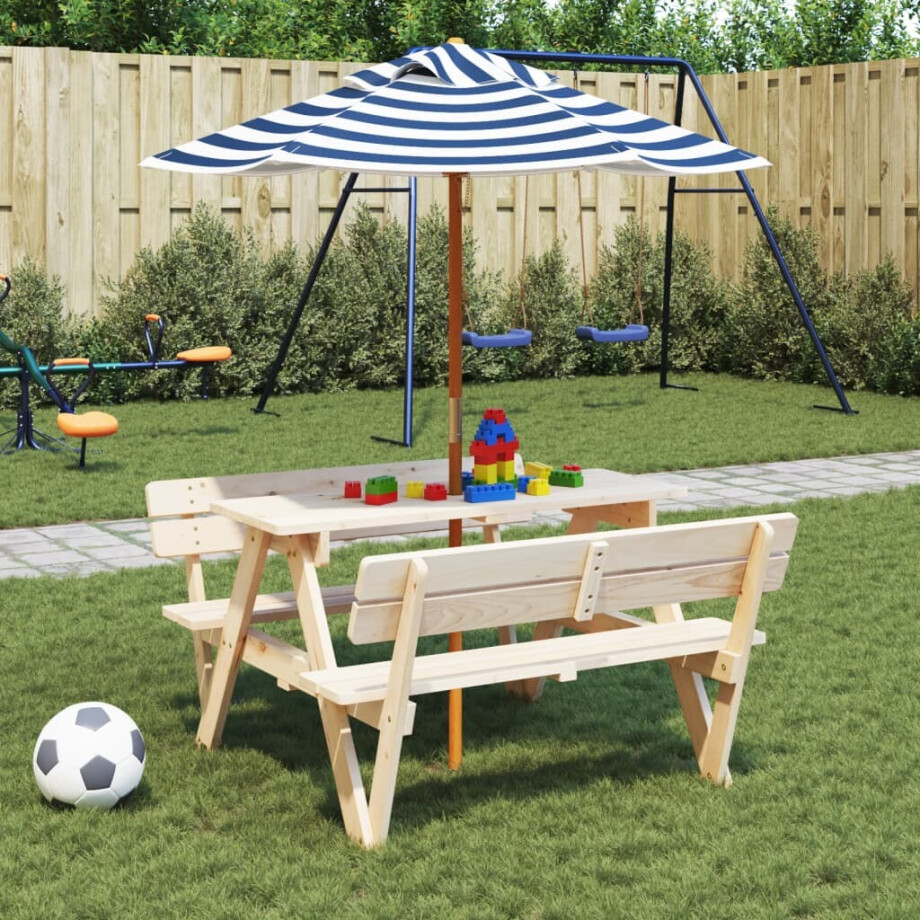 vidaXL Parasol voor kinderen met houten paal Ø120x140 cm vidaXL Parasol voor kinderen met houten paal Ø120x140 cm afbeelding 1