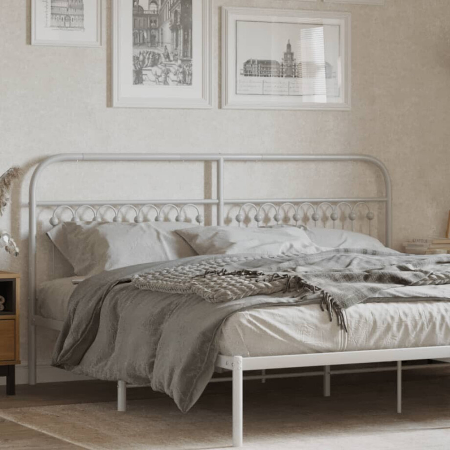 vidaXL Hoofdbord 180 cm metaal wit afbeelding 1