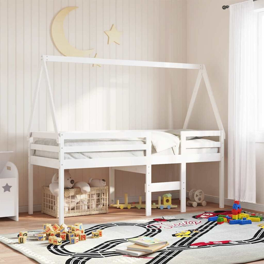 vidaXL Kinderbedhuisje 209x95,5x88 cm massief grenenhout wit vidaXL Kinderbedhuisje 209x95,5x88 cm massief grenenhout wit afbeelding 1