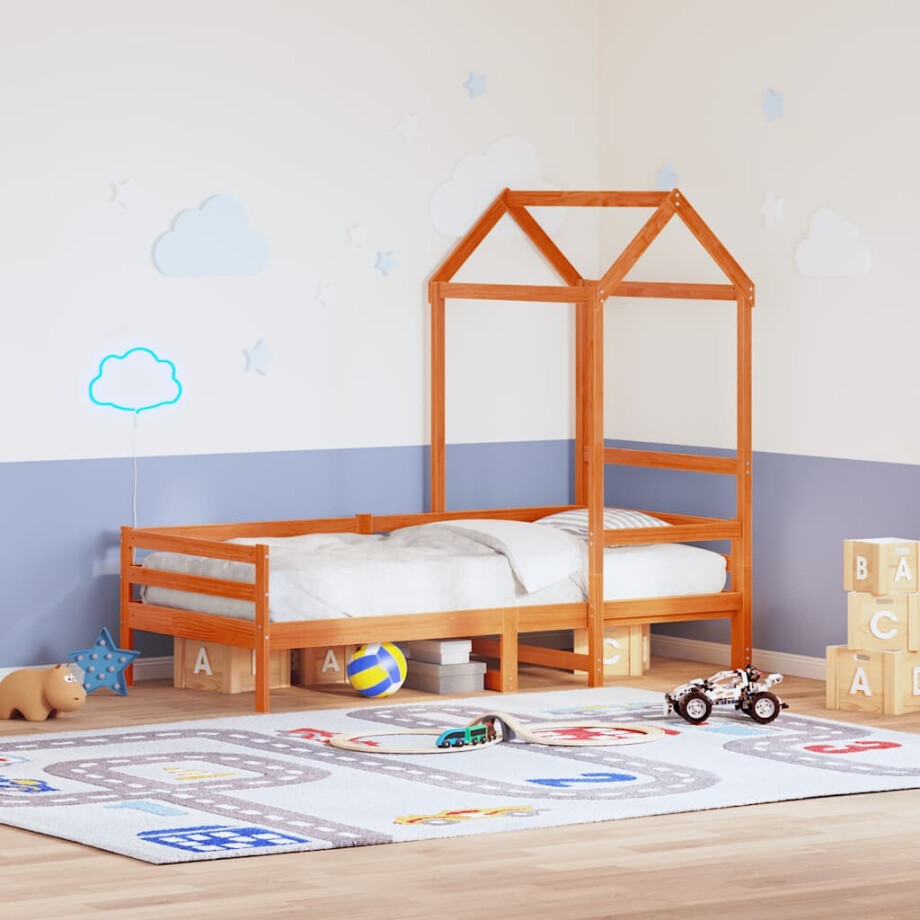 vidaXL Kinderbedhuisje 118x70x176,5 cm massief grenenhout wasbruin vidaXL Kinderbedhuisje 118x70x176,5 cm massief grenenhout wasbruin afbeelding 1