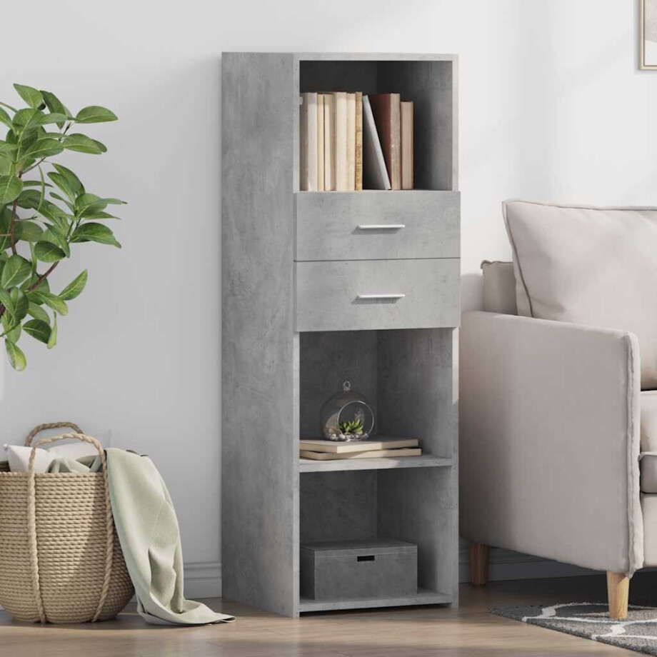 vidaXL Hoge kast 40x42,5x124 cm bewerkt hout betongrijs vidaXL Hoge kast 40x42,5x124 cm bewerkt hout betongrijs afbeelding 1