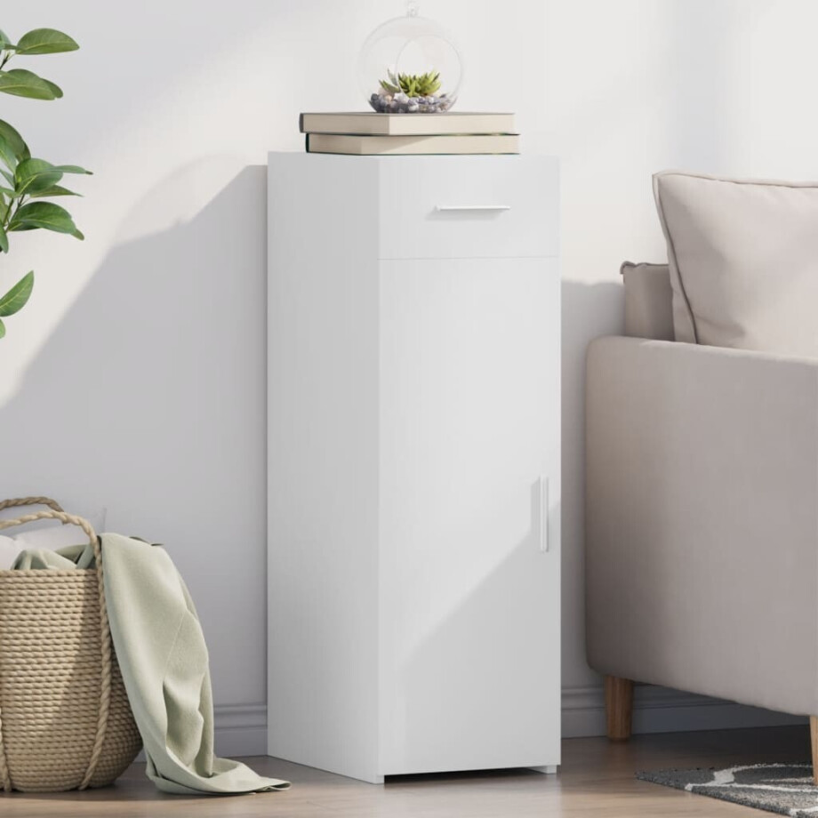 vidaXL Dressoir 30x42,5x93 cm bewerkt hout wit afbeelding 1