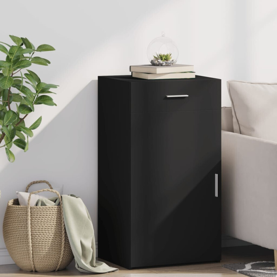 vidaXL Dressoir 50x42,5x93 cm bewerkt hout zwart afbeelding 1