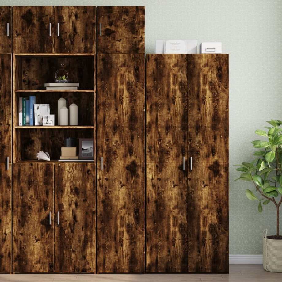 vidaXL Opbergkast smal 40x42,5x225 cm bewerkt hout gerookt eikenkleur vidaXL Opbergkast smal 40x42,5x225 cm bewerkt hout gerookt eikenkleur afbeelding 1