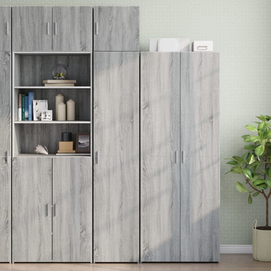 vidaXL Opbergkast smal 40x42,5x225 cm bewerkt hout grijs sonoma eiken vidaXL Opbergkast smal 40x42,5x225 cm bewerkt hout grijs sonoma eiken afbeelding 1