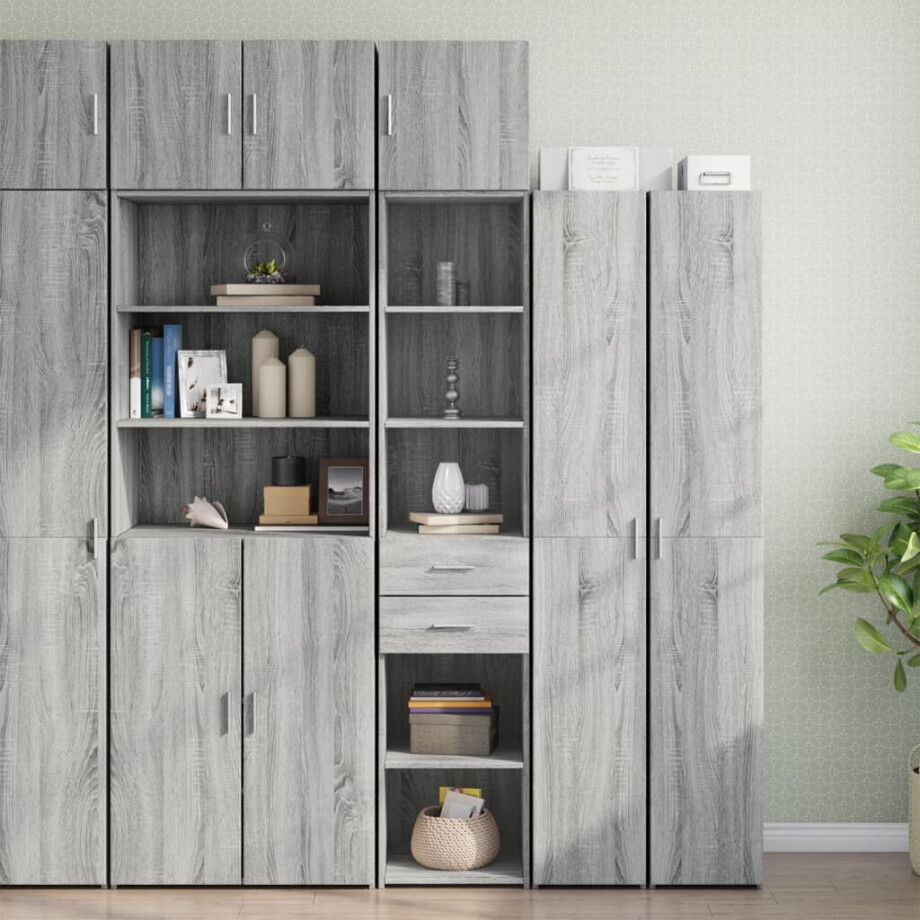 vidaXL Opbergkast smal 40x42,5x225 cm bewerkt hout grijs sonoma eiken vidaXL Opbergkast smal 40x42,5x225 cm bewerkt hout grijs sonoma eiken afbeelding 1