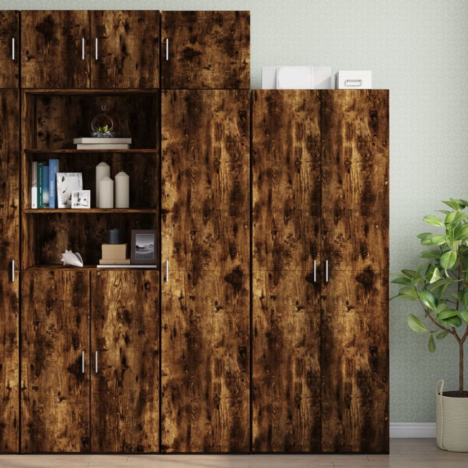 vidaXL Opbergkast smal 45x42,5x225 cm bewerkt hout gerookt eikenkleur vidaXL Opbergkast smal 45x42,5x225 cm bewerkt hout gerookt eikenkleur afbeelding 1