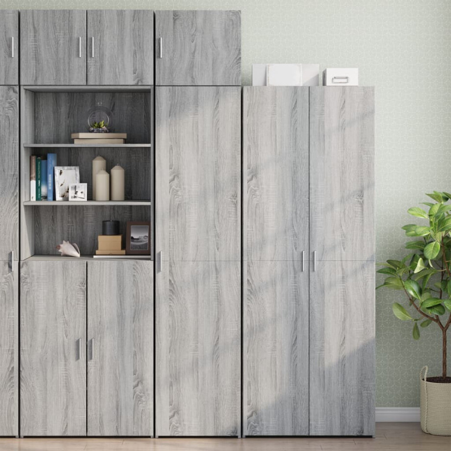 vidaXL Opbergkast smal 45x42,5x225 cm bewerkt hout grijs sonoma eiken vidaXL Opbergkast smal 45x42,5x225 cm bewerkt hout grijs sonoma eiken afbeelding 1