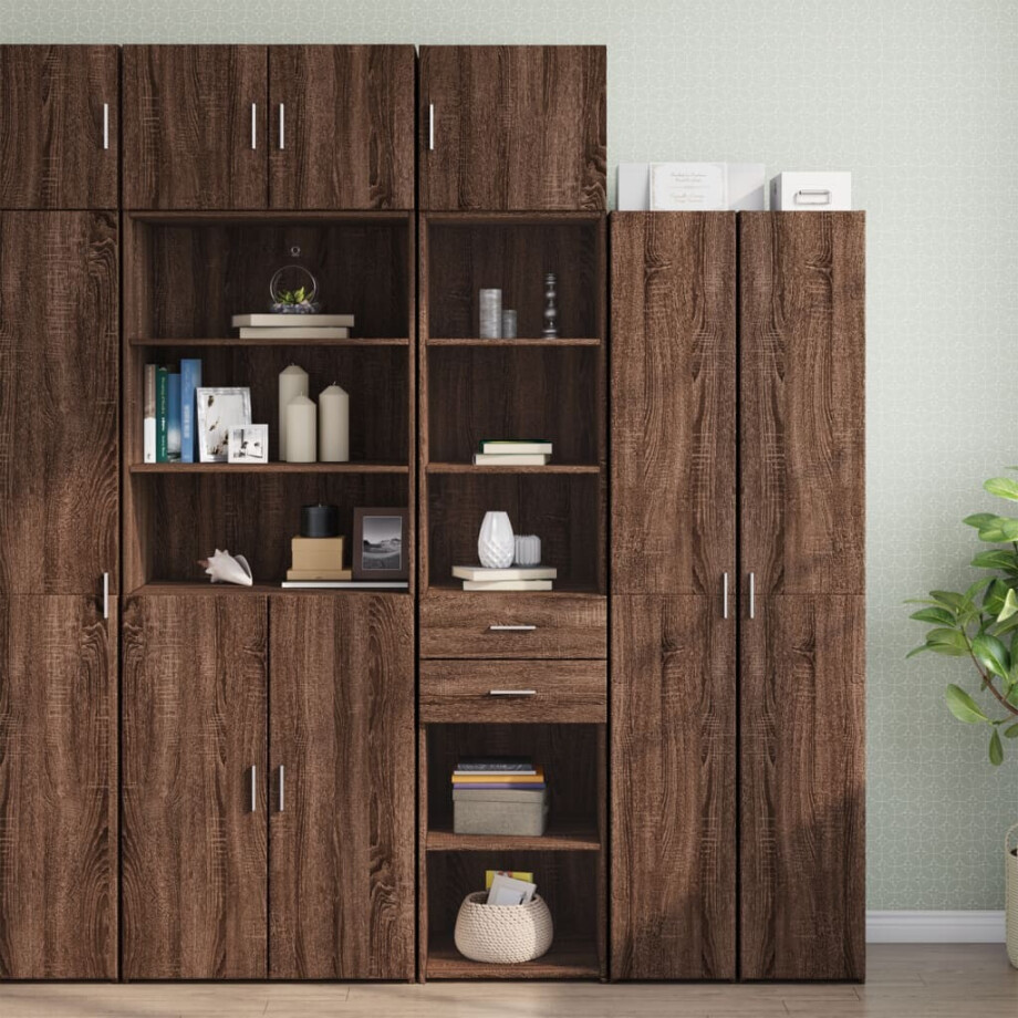 vidaXL Opbergkast smal 45x42,5x225 cm bewerkt hout bruin eikenkleur vidaXL Opbergkast smal 45x42,5x225 cm bewerkt hout bruin eikenkleur afbeelding 1