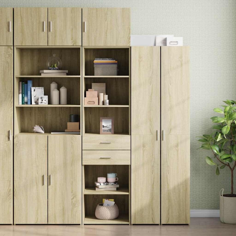 vidaXL Opbergkast smal 50x42,5x225 cm bewerkt hout sonoma eikenkleurig afbeelding 1