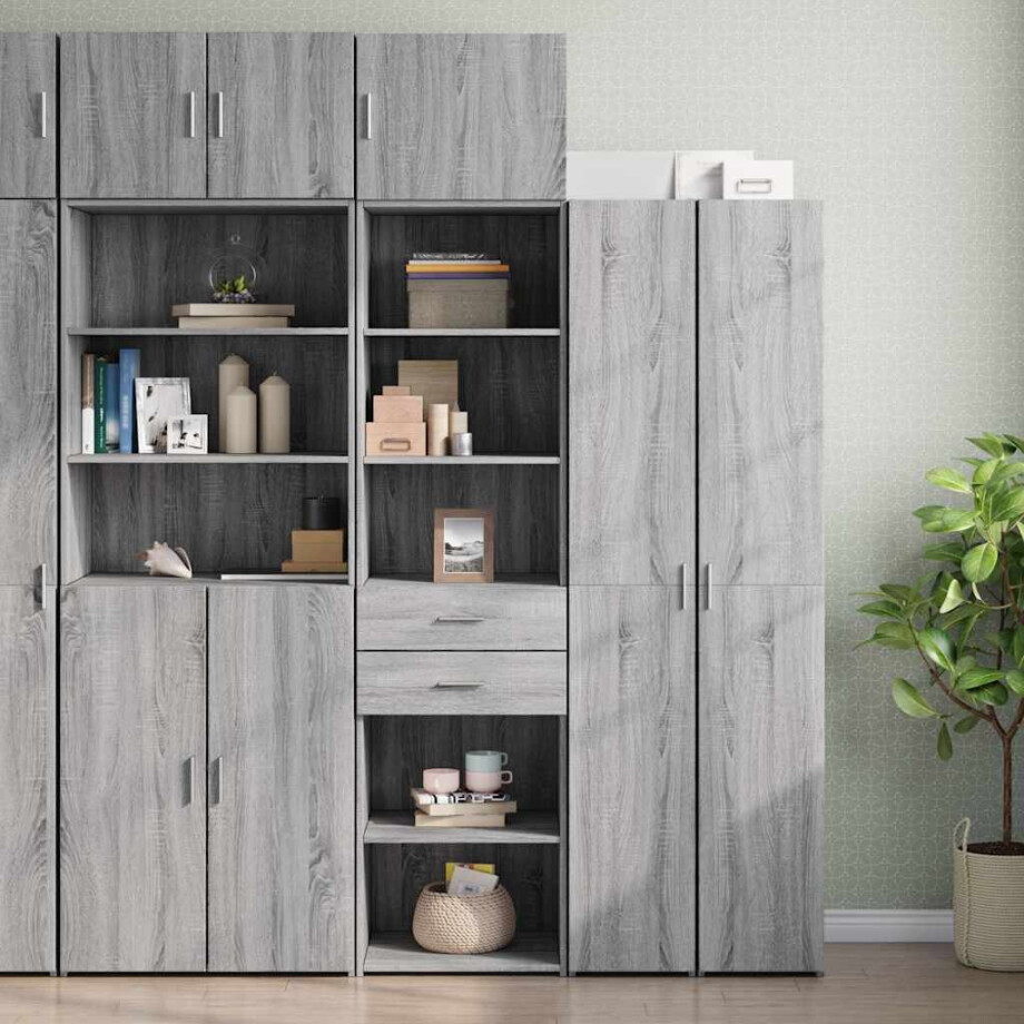 vidaXL Opbergkast smal 50x42,5x225 cm bewerkt hout grijs sonoma eiken vidaXL Opbergkast smal 50x42,5x225 cm bewerkt hout grijs sonoma eiken afbeelding 1