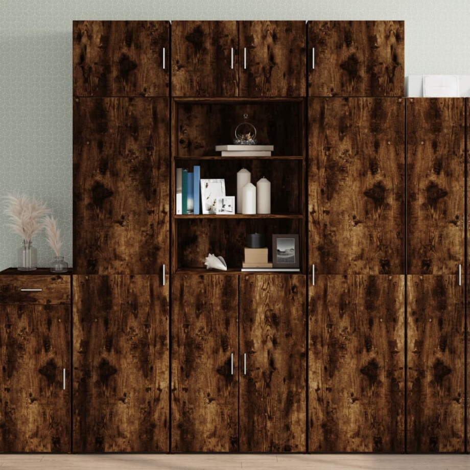 vidaXL Opbergkast 70x42,5x225 cm bewerkt hout gerookt eikenkleur afbeelding 1