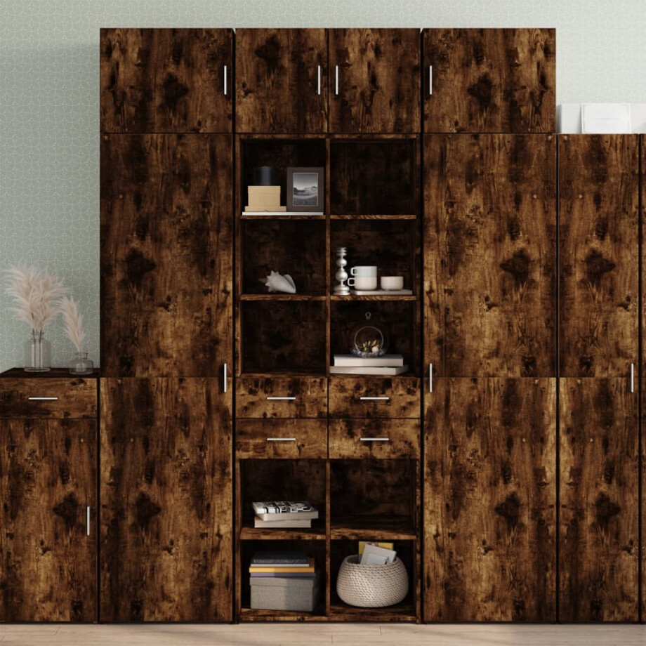 vidaXL Opbergkast 70x42,5x225 cm bewerkt hout gerookt eikenkleur afbeelding 1